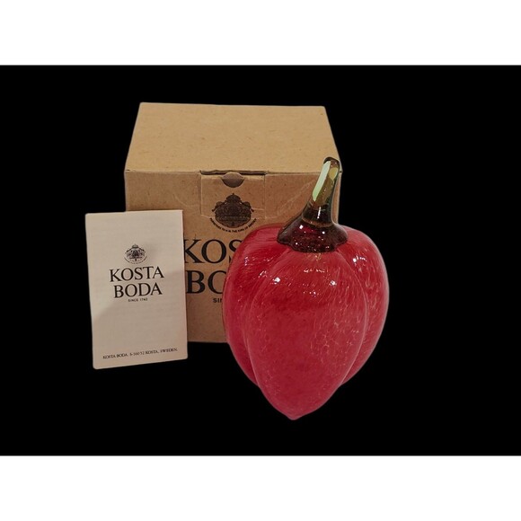 KSD Kosta Boda Fruitteria 99022 Blown Glass Red Pepper Gunnel Sahlin Signed 5" - Picture 1 of 10